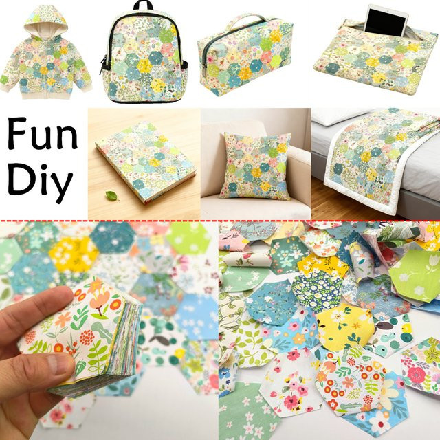 Mehrfarbige Baumwollstoff-Patchwork-Sets in Sechseck-Form mit Karomuster für DIY-Applikationen und Nähmaterialien - Bild 1