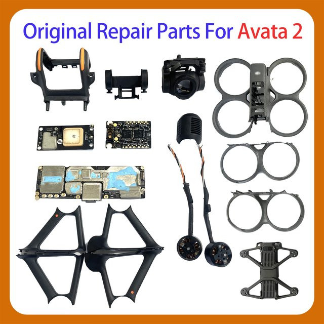 DJI Avata 2 Ersatzteil-Set mit Gehäuse, Motor, Gimbal-Kamerarahmen, ESC, GPS und ToF-Kabel in Schwarz - Bild 1