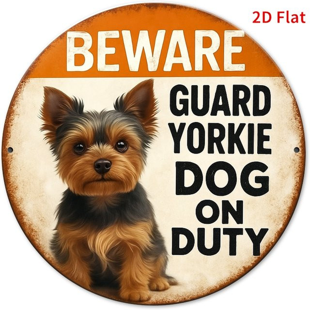 Warnschild Potdemiel Guard Yorkie on Duty mit Yorkshire-Terrier im Vintage-Look, Metall, B/H: 20 x 20 cm - Bild 1