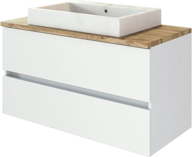 Held Möbel Einzelwaschtisch Ferrara 100 cm Weiß Matt mit Softclose - Bild 1