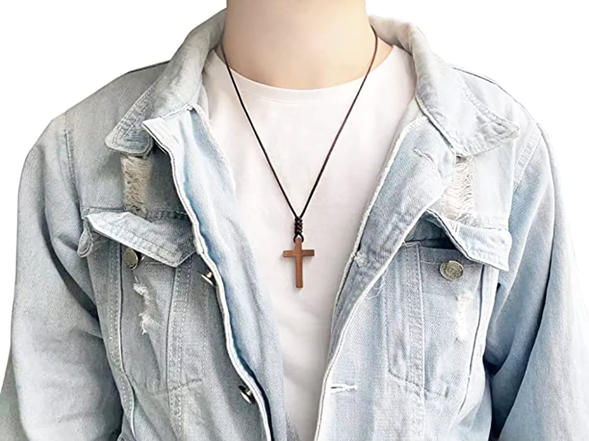 Aiovlo Holzkreuz-Anhänger, Holz, Unisex - Bild 3