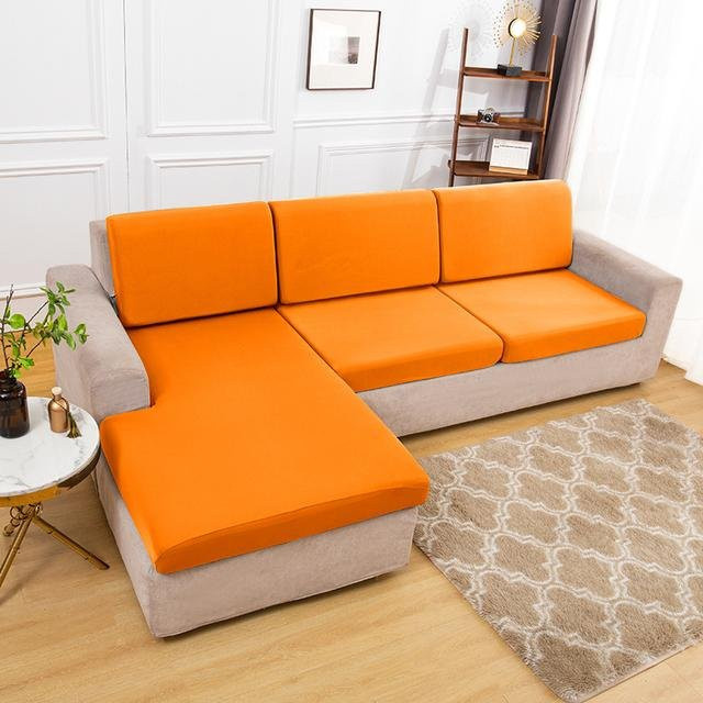 Elastischer Sofa-Kissenbezug von Yiran Furniture in Orange, atmungsaktiver und waschbarer Strickstoff für dein Wohnzimmer, Größe S - Bild 1