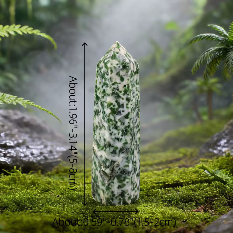 RYCRYSTAL Qinghai Jade Obelisk Spitze aus natürlichem Kristallstein in Grün, 5-8 cm - Bild 3