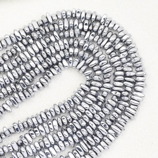 JHNBY Naturstein-Abstandsperlen Hämatit, versilbert, 38,1 cm - Bild 1