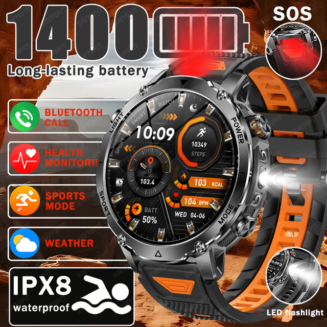 paazomu Smartwatch, Schwarz, Silikon, Herren, IPX8 Wasserdicht - Bild 1