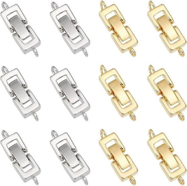 Schmuck Extender Faltverschlüsse, Messing, 0,9x0,3 Zoll, 2 Farben, Unisex - Bild 1