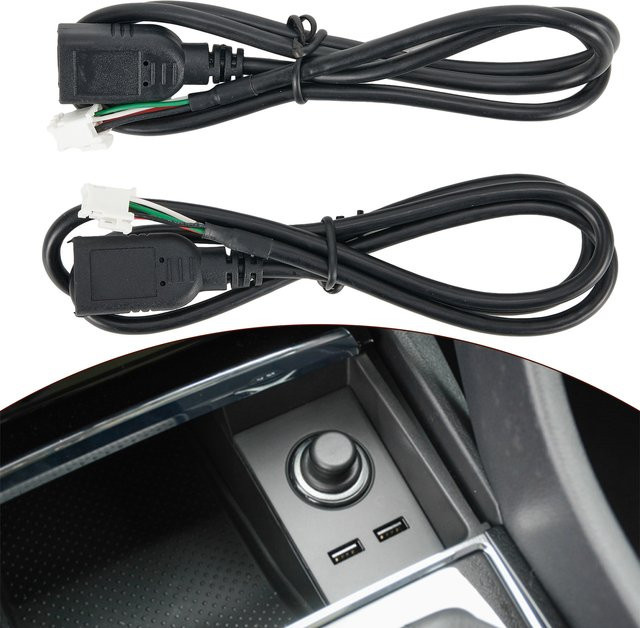 HP USB-C Verlängerungskabel-Adapter Set mit 4-Pin und 6-Pin Stecker für Autoradio-Anschlüsse, Schwarz, 2 Stück - Bild 1