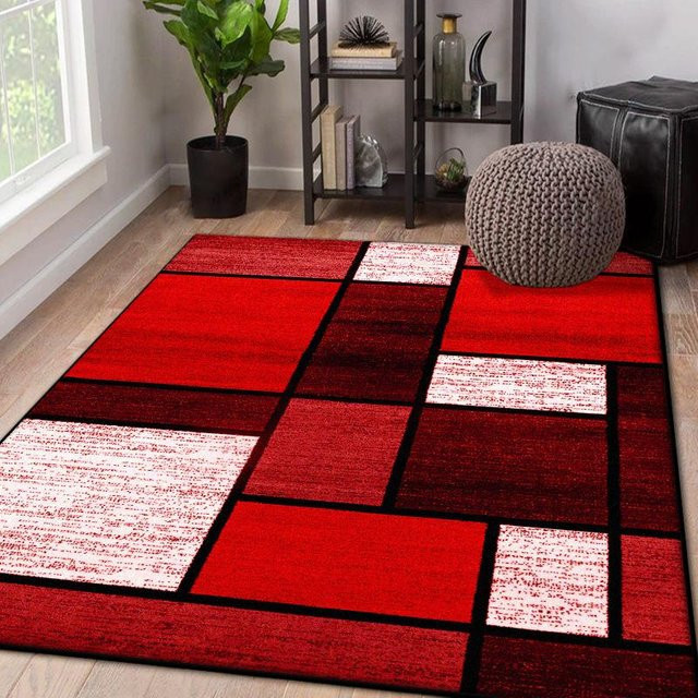 Karpetti Nordischer Geometrischer Wohnzimmerteppich mit abstraktem Design, flauschiger Plüsch-Bodenmatte aus Polyester, rutschfest und waschbar, B/T: 80 x 120 cm, Mehrfarbig - Bild 1