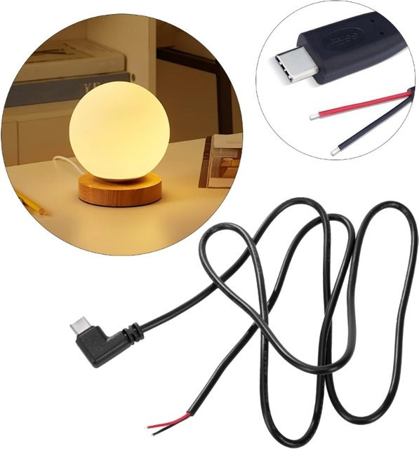 AREOFRGB Verlängerungskabel mit Typ-C-Stecker und offenem Ende, 22AWG, Schwarz, 1 m oder 2 m - Bild 1
