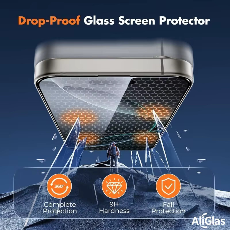 Vieruodis 8K Super Clear Displayschutzfolie aus gehärtetem Glas für iPhone 17, 17 Pro, 17 Pro Max, 17 Air, 16, 16 Pro, 16 Plus, 16 Pro Max, transparent - Bild 2