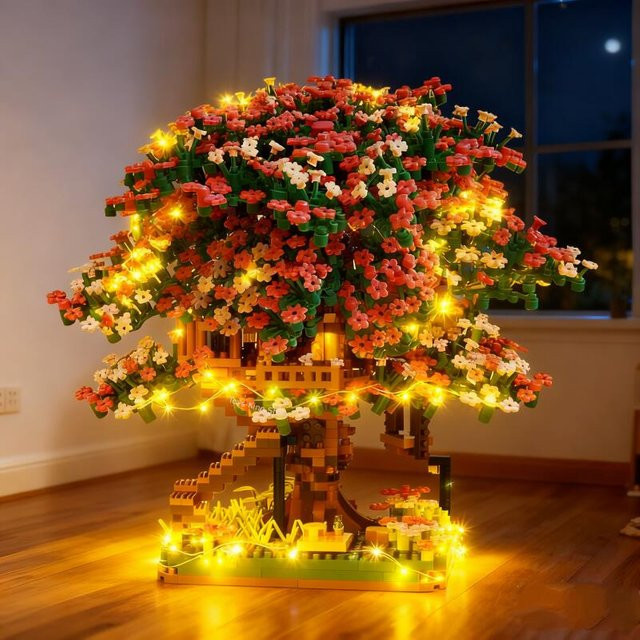 CONUSEA Mini Sakura Baum Haus Bausteine, mit Lichtern, Bunt / Mehrfarbig - Bild 1