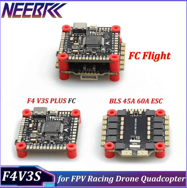 NeebRC F4 V3S PLUS Flight Controller Stack mit Barometer, OSD und 4in1 BLS ESC für FPV Drohnen in Schwarz - Bild 1