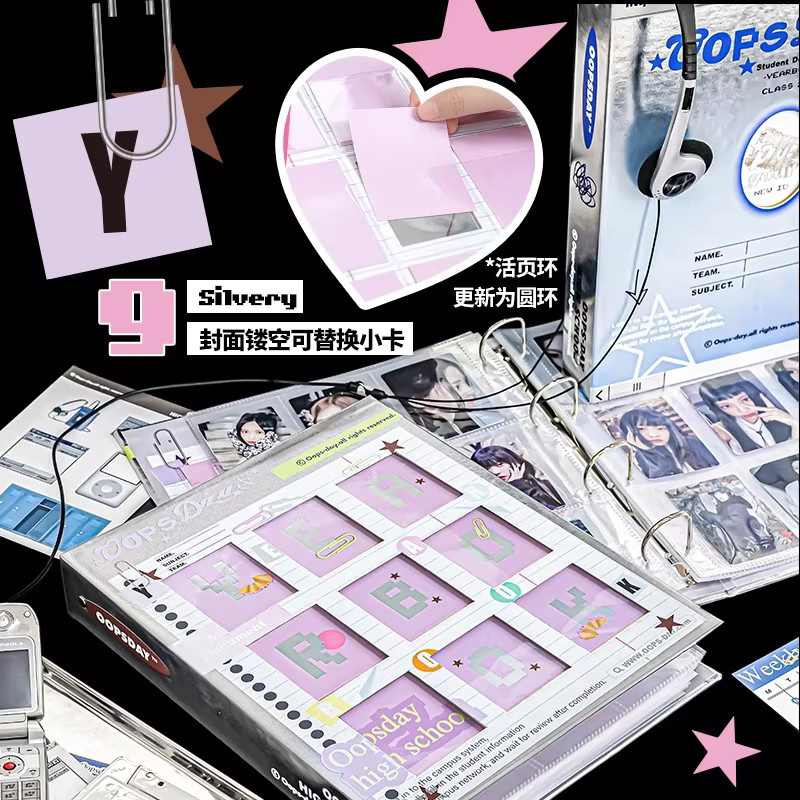 Y2k A4 Fotokarten-Sammelbuch mit 180 Taschen und Sichtfenster, Kpop Binder mit D-Ring in Silber, Fotokartenhalter für 7,6 x 7,6 cm Karten - Bild 2