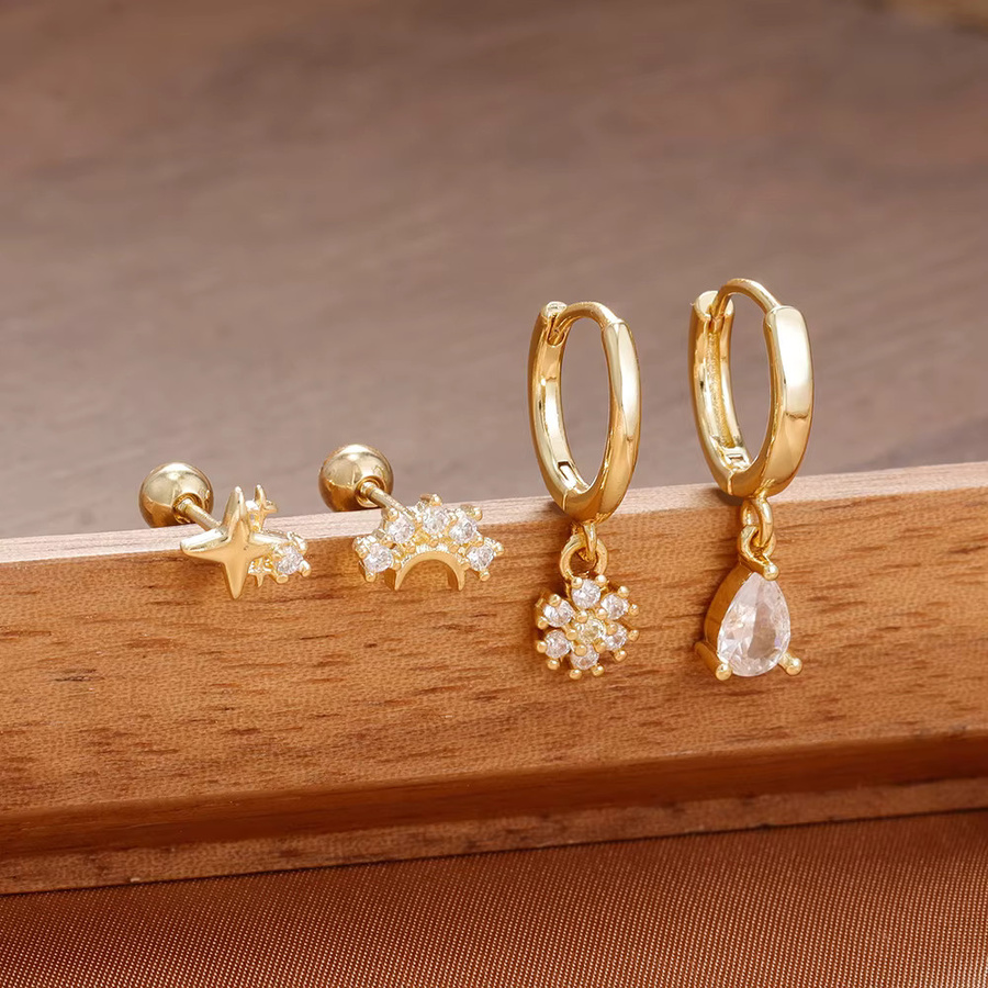 Maodane Ohrringe Edelstahl, Zirkonia, Gold, Damen - Bild 2