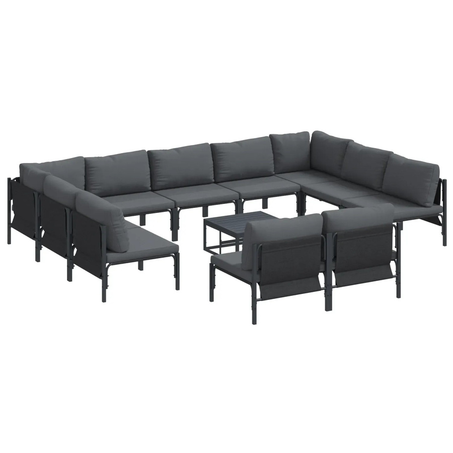 vidaXL Garten-Sofa-Set 12-teilig aus Stahl in Anthrazit - Bild 2