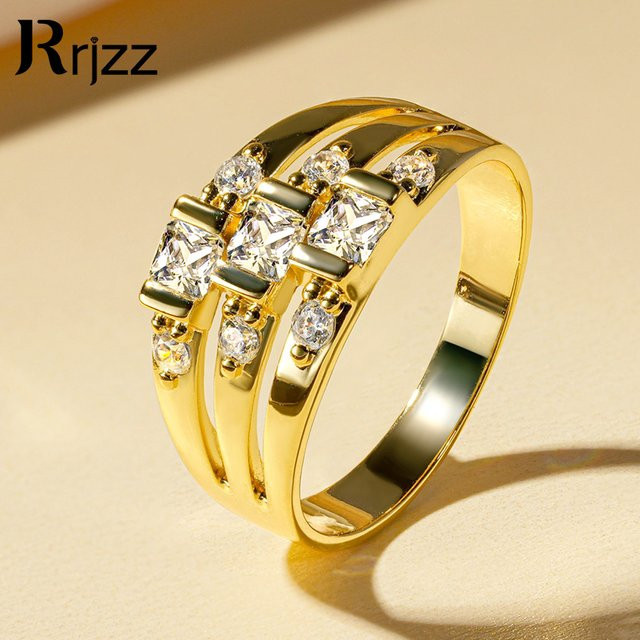 Rrjzz Ring, 14k vergoldet, Zirkonia, Damen - Bild 1
