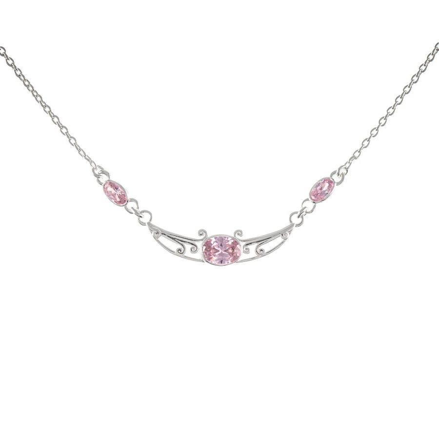 Collier 925 Silber, Zirkonia, rosa, Damen - Bild 1