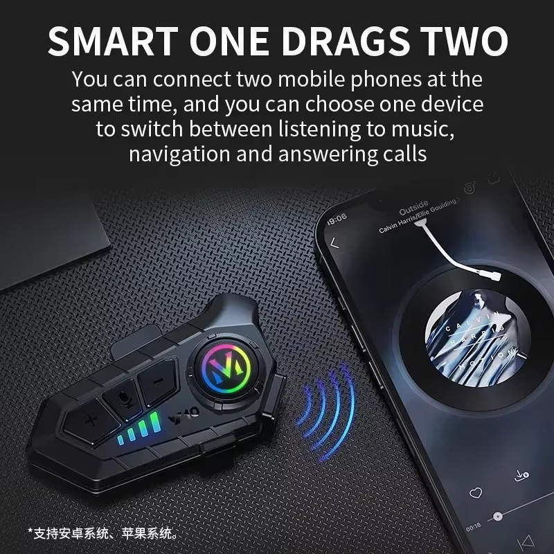 Kebidumei Bluetooth-Motorradhelm-Headset in Schwarz mit Geräuschunterdrückung und IPX6 Wasserdichtigkeit - Bild 3