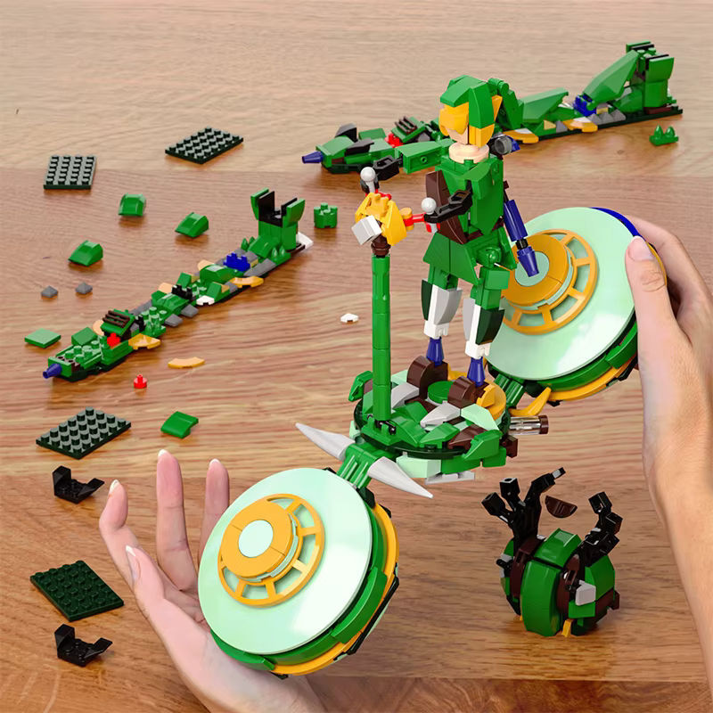 3in1 Anime Cerdan Legend Action Figure mit Master Schwert als Baustein-Set und Desktop-Ornament in Grün für Kinder - Bild 5