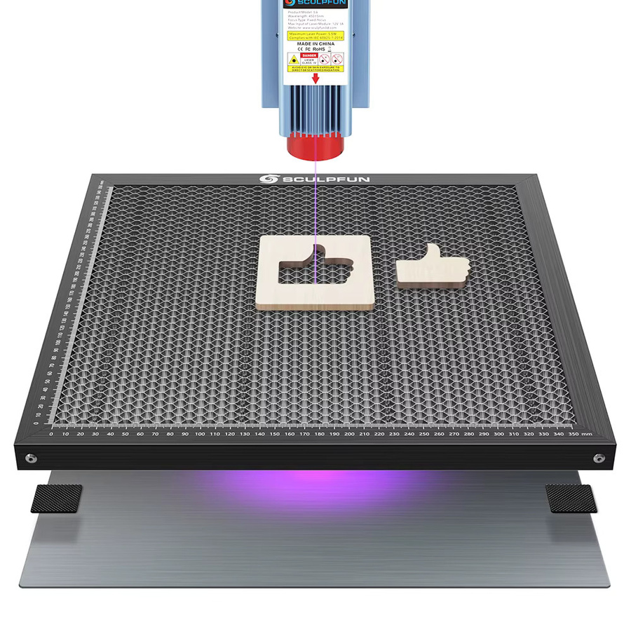 SCULPFUN Waben-Arbeitstischplatte für CO2- oder Diodenlasergravur-Schneidemaschinen, B/T/H: 40 x 40 x 2,2 cm - Bild 4
