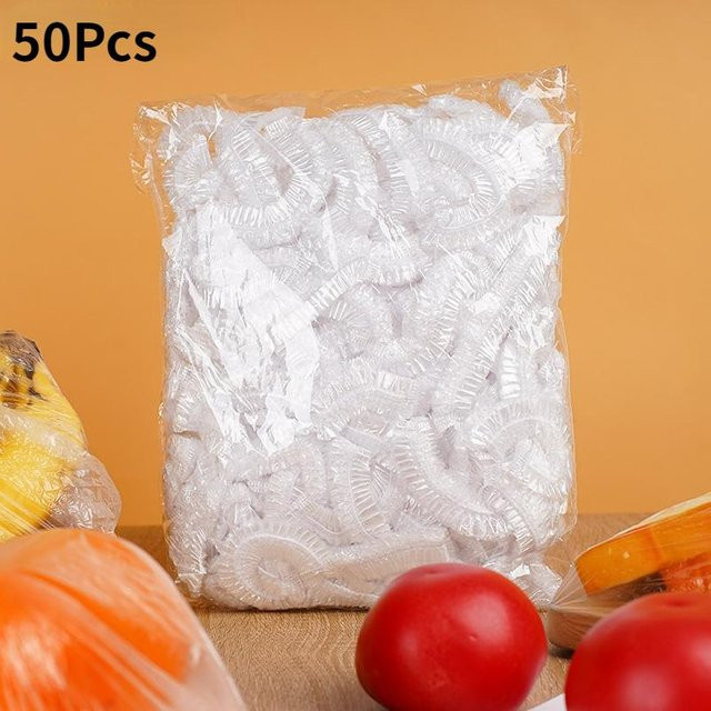 AYTA Einweg-Lebensmittelabdeckung aus transparentem Kunststoff, elastische Frischhaltetaschen für Obst und Gemüse, 50 Stück - Bild 1