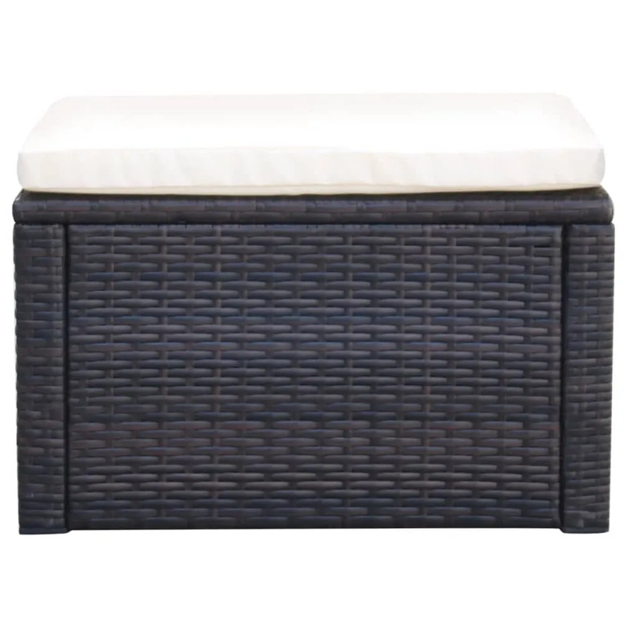 vidaXL Hocker aus Poly Rattan mit Kissen in Braun, B/T/H: 53 x 53 x 30 cm - Bild 2