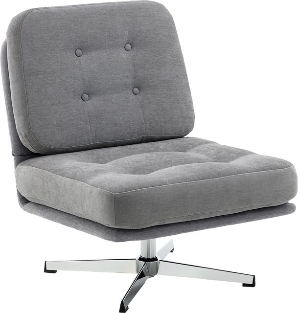 HOMCOM Loungesessel 360 Grad drehbar in Hellgrau mit Chenille-Optik und Metallbeinen - Bild 1