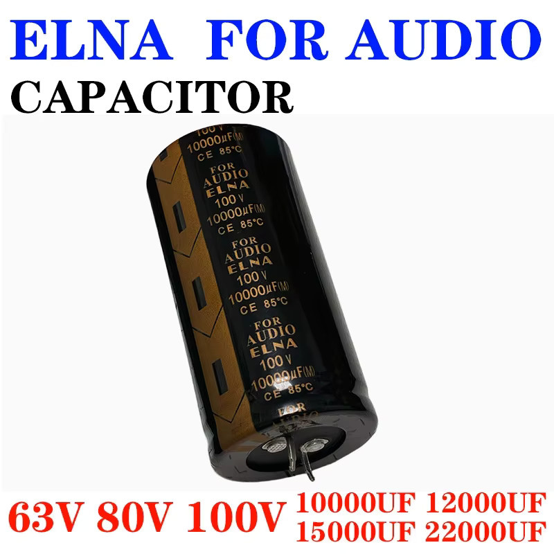 ELNA Audio Kondensator in Schwarz mit 10000uf, 15000uf oder 22000uf und 63V, 80V oder 100V (2pin/4pin) - Bild 2