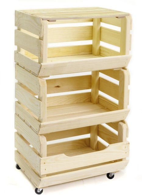 HolzFee Obst- und Gemüsekiste aus Kiefernholz, stapelbar, Farbe: Braun/Beige, B/T/H: 40,0 x 30,0 x 70,0 cm - Bild 1