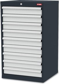 STIER Schubladenschrank aus Stahl mit 9 Schubladen, grau, B/T/H: 60,0 x 57,5 x 102,0 cm - Bild 1