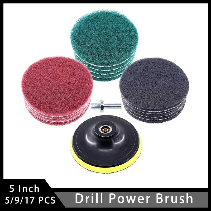 VIBRATITE 5-Zoll-Bohrmaschinen-Reinigungsset mit Bürsten und Scheuerschwämmen für Bad und Küche, mehrfarbig - Bild 3