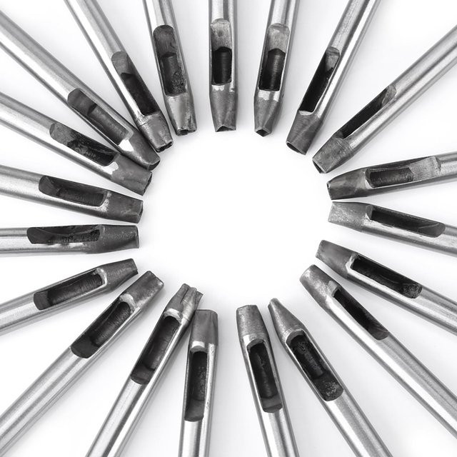 20er Set Shoemst Lederhandwerk Blumenstanzer aus Kohlenstoffstahl in Silber für Geldbörsen und Gürtel mit 5mm Lochwerkzeug - Bild 1
