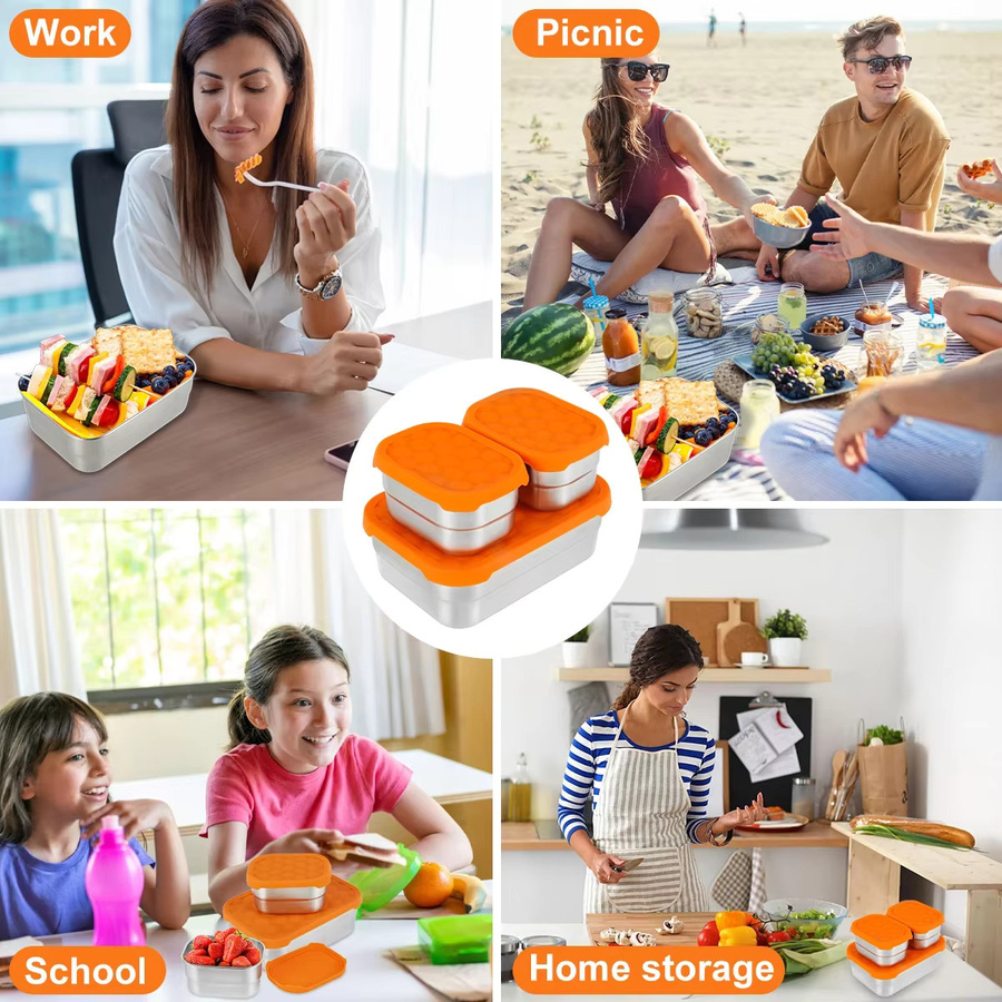 Willstar Edelstahl Bento Box Set auslaufsicher mit Deckel für Picknick und Lebensmittelaufbewahrung - Bild 3
