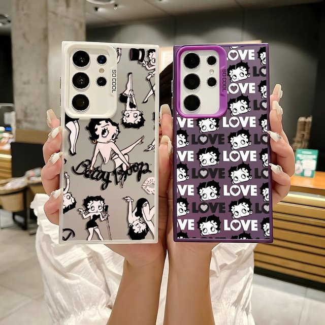 B-Betty-BoopS Mode Handyhülle aus Silikon für Samsung Galaxy S25 Edge S24 S23 S22 S21 S20 Ultra in Silber - Bild 1