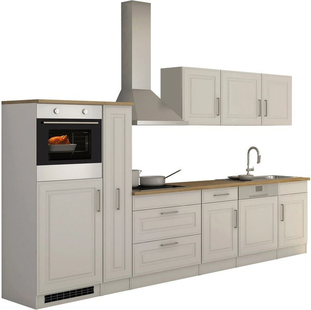 Held Möbel Küchenzeile Rom Landhaus-Stil Weiß Matt B: 330 cm, T: 60 cm, H: 200 cm - Bild 1