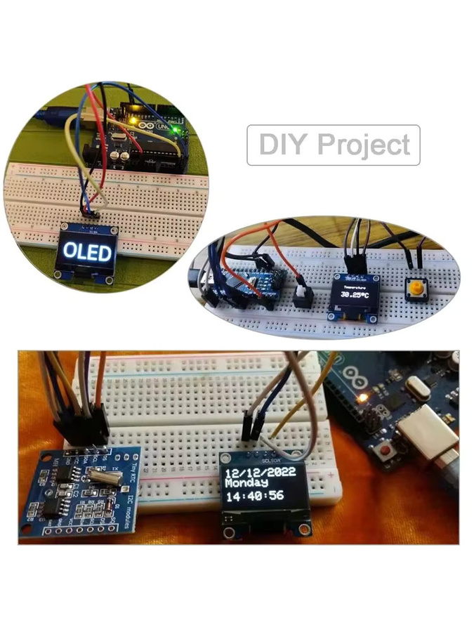 AOKIN 0,96 Zoll OLED-Display-Modul I2C 128x64 SS-D-1306 für Arduino ESP8266 ESP32 in Blau, Blau-Gelb oder Weiß - Bild 5