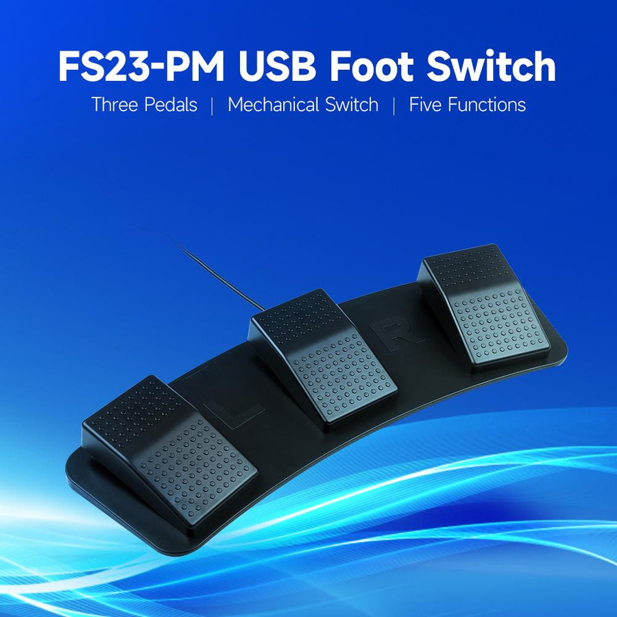 TOMTOP JMS USB-Dreifach-Fußschalter FS23-PM mechanischer Fußpedalschalter in Schwarz - Bild 6