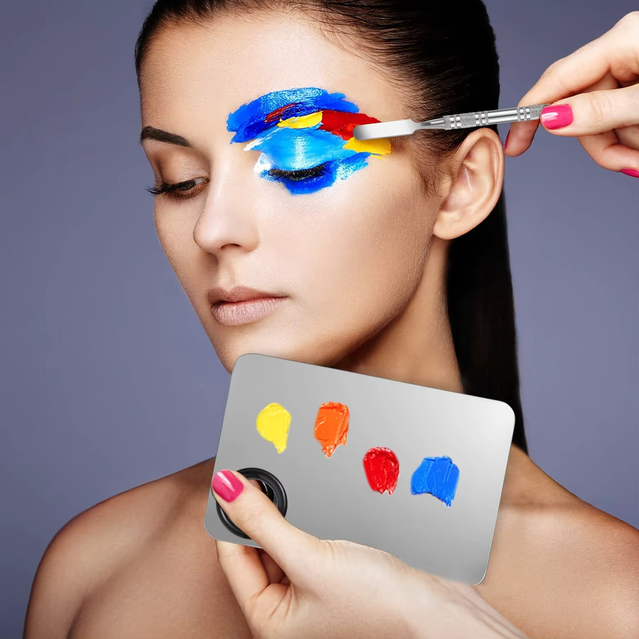 Make-up-Foundation-Spreizer-Set, Edelstahl-Palette und Pinsel mit Ring - Bild 1