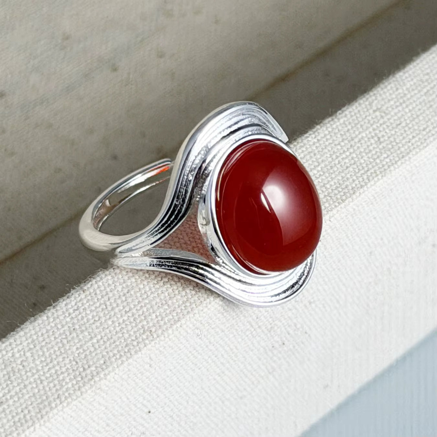 BF CLUB Ring 925 Silber, Rot-Grüner Stein, Damen, Vintage - Bild 3