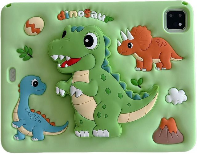Dinosaurier Silikon Schutzhülle für iPad und iPad Pro in Grün mit Schulterabdeckung für Kinder - Bild 1