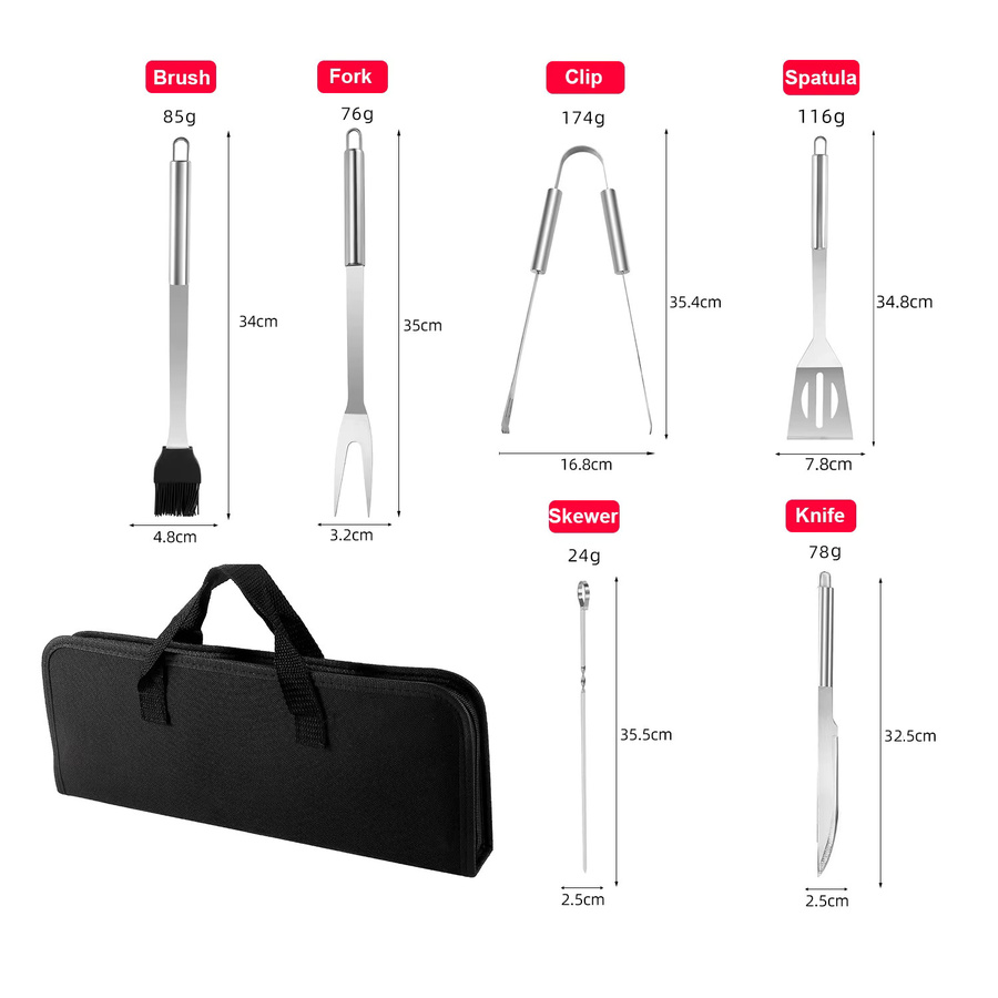 WIKHOSTAR BBQ Grillset 9-teilig in Silber mit Tragetasche - Bild 4