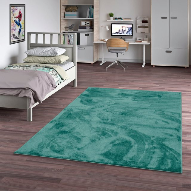 Pergamon Hochflor Langflor Teppich Melia Kids Super Soft in Grün und Türkis - Bild 1