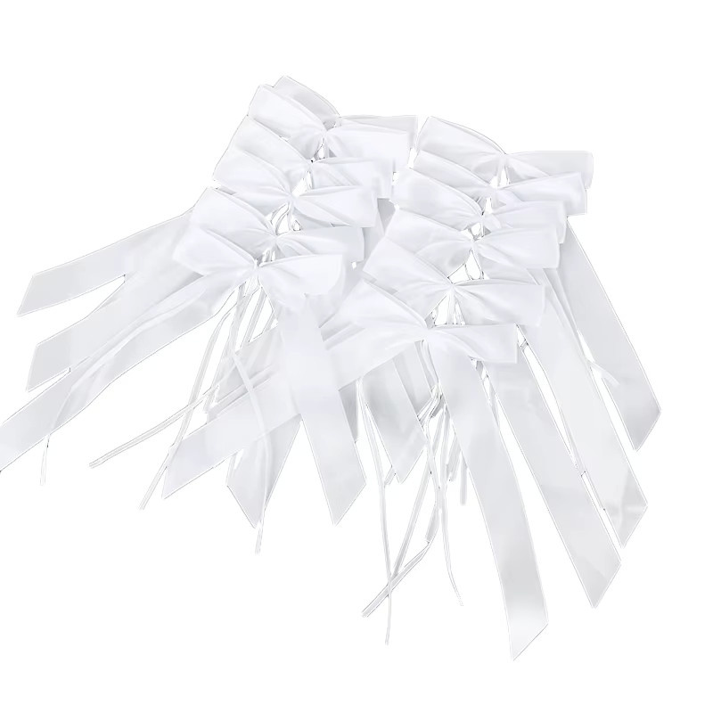 50 Stück ZQNYCY Champagner Satin Schleifen in Weiß für DIY Handwerk und Geschenkverpackungen - Bild 2