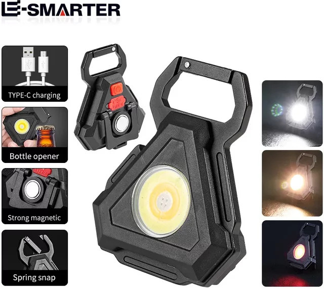 ESMARTER W5128 Multifunktions-Taschenlampe als Schlüsselanhänger in Schwarz - Bild 1