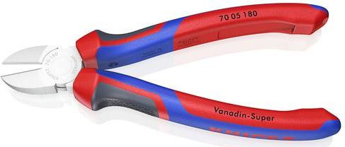 Knipex Seitenschneider aus Chrom-Vanadium-Stahl mit Facette in Multicolor, Länge: 180 mm - Bild 1