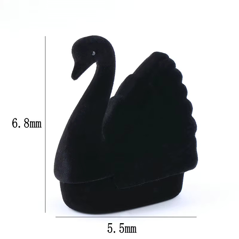 QIAO Schmuckbox Schwan aus schwarzem Samt für Ringe und Halsketten - Bild 2