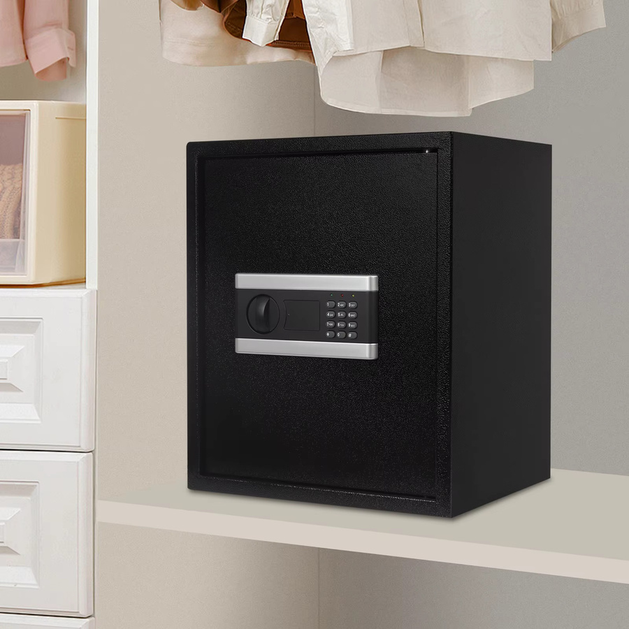 Elektronischer Safe aus Vollstahl mit Digitaltastatur und Notfallschlüssel, Schwarzer Tresorschrank mit Alarm, Wand- und Bodenmontage, B/T/H: 38 x 31 x 45 cm - Bild 4