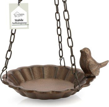 WILDLIFE HOME Vogeltränke Dekoratives Vögelchen aus Gusseisen in Braun zum Aufhängen - Bild 1