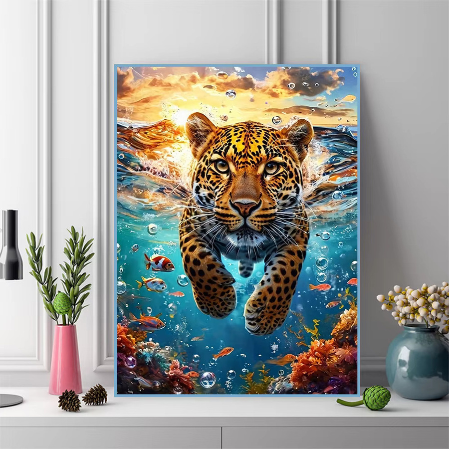 EverShine Diamantmalerei Leoparden-Bild als quadratisches Mosaik-Strass-Stickerei-Set in Multicolour, B/H: 30,0 x 20,0 cm - Bild 3