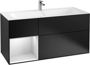 V&B Waschtischunterschrank Finion mit Wandbeleuchtung, Farbe: Weiß und Blau lackiert, B: 119,6 cm, T: 49,8 cm - Bild 1